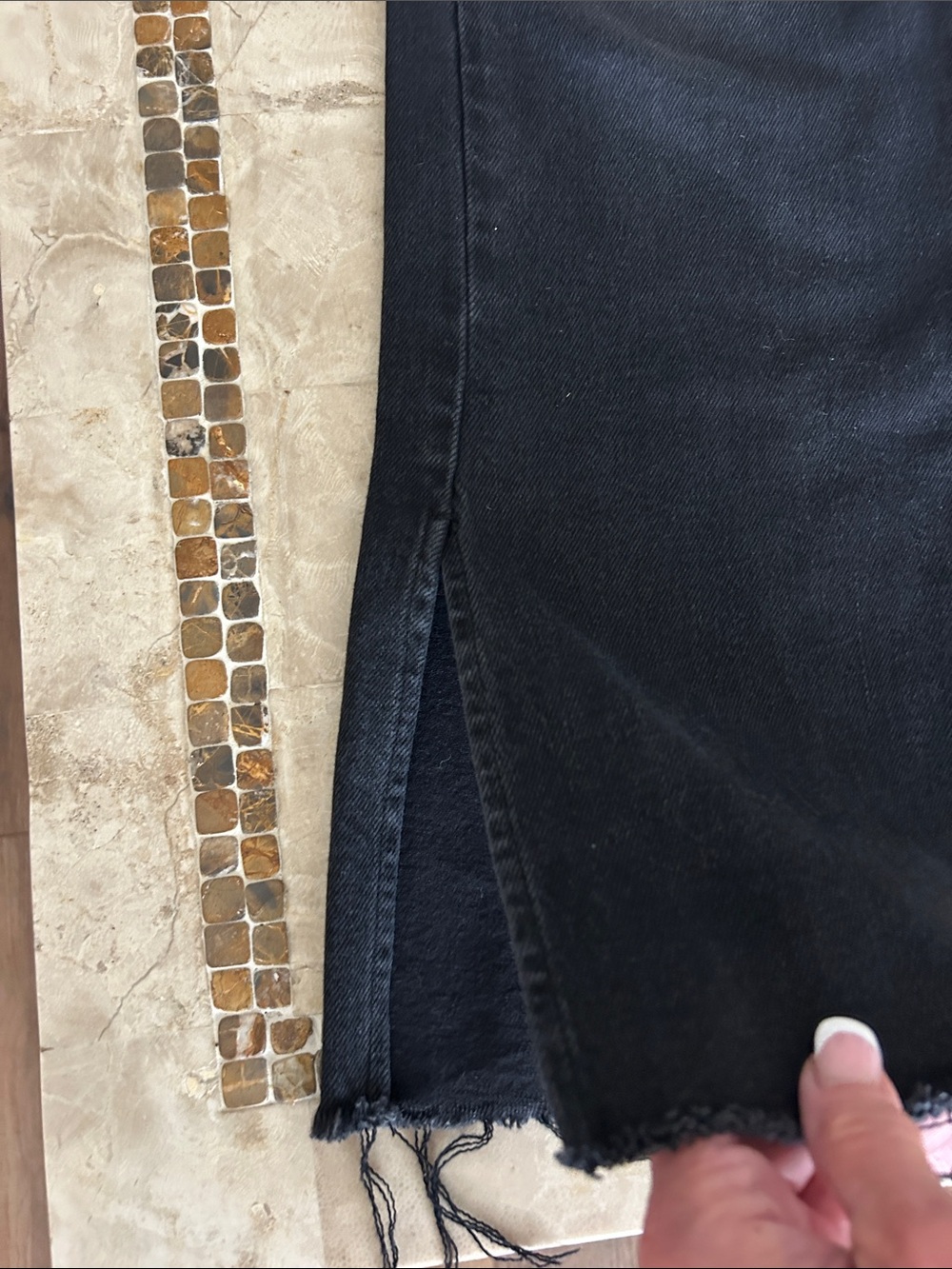 Risen Los Angeles Black High Rise Flare Raw Hem Jeans slit bottom legs Size 7/28 - Picture 7 of 12